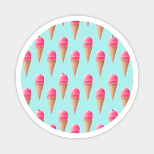 Strawberry Ice Cream Pattern - Blue Magnet